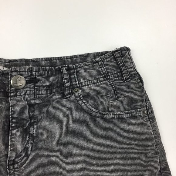 FREE PEOPLE Dark Gray/Black Raw Edge Hem Logo Hardware Corduroy Shorts - Picture 5 of 9